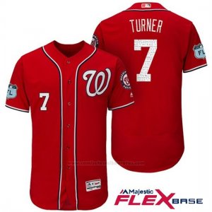 Camiseta Beisbol Hombre Washington Nationals Trea Turner Scarlet 2017 Entrenamiento de Primavera Flex Base Jugador