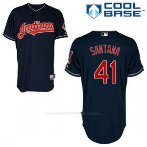 Camiseta Beisbol Hombre Cleveland Indians Carlos Santana 41 Azul Alterno Cool Base
