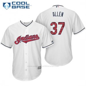 Camiseta Beisbol Hombre Cleveland Indians 2017 Estrellas y Rayas 37 Cody Allen Blanco Cool Base