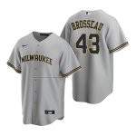 Camiseta Beisbol Hombre Milwaukee Brewers Mike Brosseau Replica Road Gris