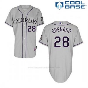 Camiseta Beisbol Hombre Colorado Rockies Nolan Arenado 28 Gris Cool Base