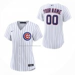 Camiseta Beisbol Mujer Chicago Cubs Primera Replica Personalizada Blanco