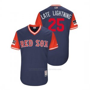 Camiseta Beisbol Hombre Boston Rojo Sox Steve Pearce 2018 Llws Players Weekend Late Lightning Azul