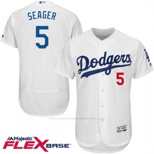 Camiseta Beisbol Hombre Los Angeles Dodgers Corey Seager 5 Blanco Flex Base Autentico Coleccion Jugador