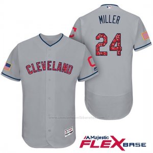 Camiseta Beisbol Hombre Cleveland Indians 2017 Estrellas y Rayas Andrew Miller Gris Flex Base