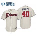 Camiseta Beisbol Hombre Atlanta Braves Mike Soroka Cool Base Majestic Alternato 2019 Crema