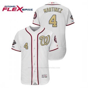 Camiseta Beisbol Hombre Washington Nationals Dave Martinez 2019 Gold Program Flex Base Blanco