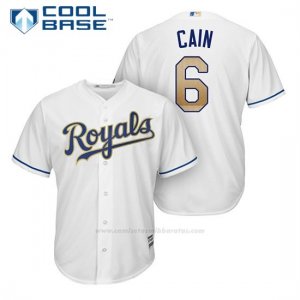Camiseta Beisbol Hombre Kansas City Royals 6 Lorenzo Cain Blanco 2017 Cool Base