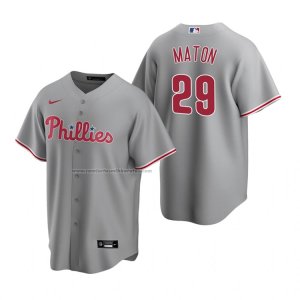 Camiseta Beisbol Hombre Philadelphia Phillies Nick Maton Replica Road Gris