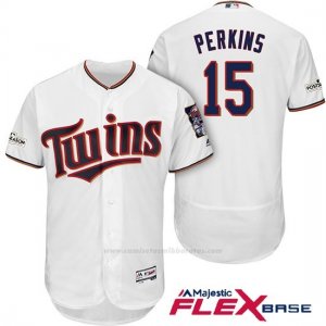 Camiseta Beisbol Hombre Minnesota Twins 2017 Postemporada Glen Perkins Blanco Flex Base