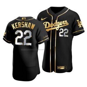 Camiseta Beisbol Hombre Los Angeles Dodgers Clayton Kershaw Golden Edition Autentico Negro