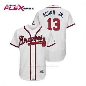 Camiseta Beisbol Hombre Atlanta Braves Ronald Acuna Jr. Flex Base Autentico Collezione Home 2019 Blanco