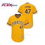 Camiseta Beisbol Hombre Pittsburgh Pirates Francisco Liriano 150th Aniversario Patch Autentico Flex Base Amarillo