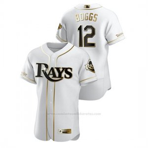 Camiseta Beisbol Hombre Tampa Bay Rays Wade Boggs Golden Edition Autentico Blanco