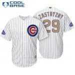 Camiseta Beisbol Hombre Chicago Cubs 29 Rob Zastryzny Blanco Oro Program Cool Base