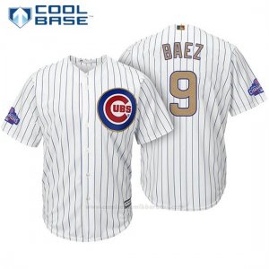 Camiseta Beisbol Hombre Chicago Cubs 9 Javier Baez Blanco Oro Program Cool Base