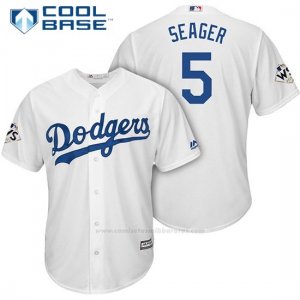 Camiseta Beisbol Hombre Los Angeles Dodgers 2017 World Series Corey Seager Blanco Cool Base