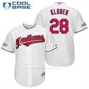 Camiseta Beisbol Hombre Cleveland Indians 2017 Postemporada 28 Corey Kluber Blanco Cool Base