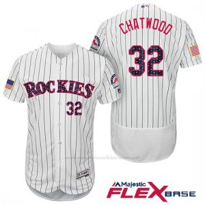 Camiseta Beisbol Hombre Colorado Rockies 2017 Estrellas y Rayas Tyler Chatwood 32 Blanco Flex Base