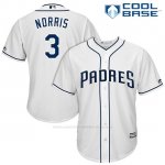Camiseta Beisbol Hombre San Diego Padres 3 Derek Norris Blanco 2017 Cool Base
