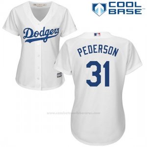 Camiseta Beisbol Mujer Los Angeles Dodgers Joc Pederson Cool Base Blanco