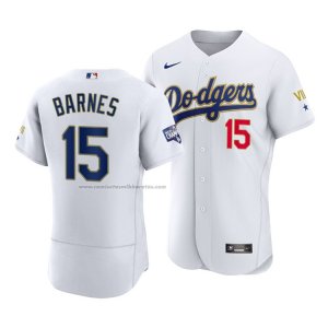 Camiseta Beisbol Hombre Los Angeles Dodgers Austin Barnes 2021 Gold Program Autentico Blanco Oro
