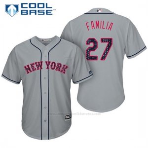 Camiseta Beisbol Hombre New York Mets 2017 Estrellas y Rayas Jeurys Familia Gris Cool Base
