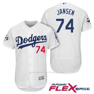 Camiseta Beisbol Hombre Los Angeles Dodgers 2017 World Series Kenley Jansen Blanco Flex Base
