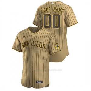 Camiseta Beisbol Hombre San Diego Padres Personalizada Autentico Alternato Bronceado Marron