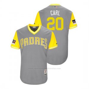 Camiseta Beisbol Hombre San Diego Padres Carlos Asuaje 2018 Llws Players Weekend Carl Gris