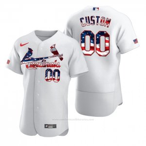 Camiseta Beisbol Hombre St. Louis Cardinals Personalizada Stars & Stripes 4th of July Blanco