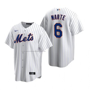 Camiseta Beisbol Hombre New York Mets Starling Marte Replica Primera Blanco