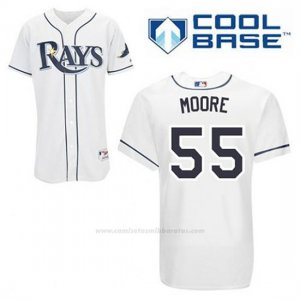Camiseta Beisbol Hombre Tampa Bay Rays Matt Moore 55 Blanco 1ª Cool Base