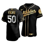 Camiseta Beisbol Hombre Oakland Athletics Mike Fiers Golden Edition Autentico Negro