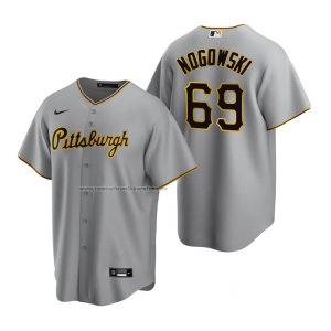 Camiseta Beisbol Hombre Pittsburgh Pirates John Nogowski Replica Road Gris