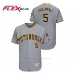 Camiseta Beisbol Hombre Pittsburgh Pirates Lonnie Chisenhall 150th Aniversario Patch Autentico Flex Base Gris