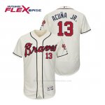 Camiseta Beisbol Hombre Atlanta Braves Ronald Acuna Jr. Flex Base Autentico Collezione Alternato 2019 Crema