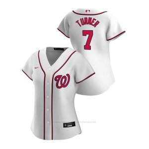 Camiseta Beisbol Mujer Washington Nationals Trea Turner 2020 Replica Primera Blanco