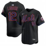 Camiseta Beisbol Hombre New York Mets Francisco Lindor Alterno Limited Negro1