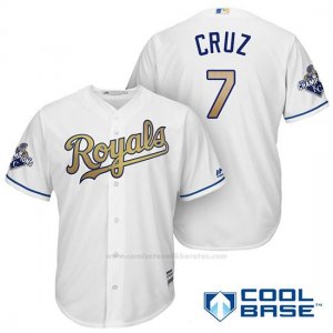 Camiseta Beisbol Hombre Kansas City Royals Campeones 7 Tony Cruz Coolbase Oros