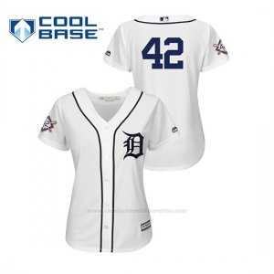 Camiseta Beisbol Mujer Detroit Tigers 2019 Jackie Robinson Day Cool Base Blanco