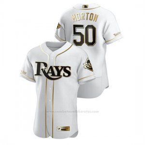 Camiseta Beisbol Hombre Tampa Bay Rays Charlie Morton Golden Edition Autentico Blanco