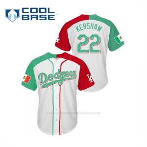 Camiseta Beisbol Hombre Los Angeles Dodgers Clayton Kershaw Mexican Heritage Night Cool Base Blanco