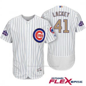 Camiseta Beisbol Hombre Chicago Cubs 41 John Lackey Blanco Oro Program Flex Base