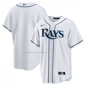 Camiseta Beisbol Hombre Tampa Bay Rays Primera Replica Big & Tall Blanco