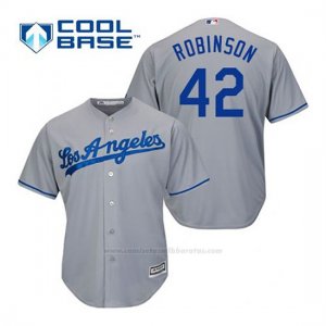 Camiseta Beisbol Hombre Los Angeles Dodgers Jackie Robinson 42 Gris Cool Base