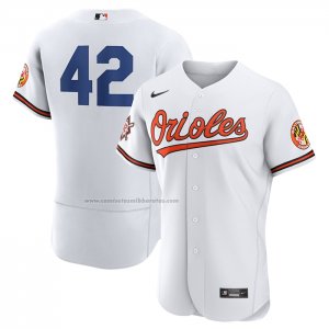 Camiseta Beisbol Hombre Baltimore Orioles Jackie Robinson Autentico Blanco