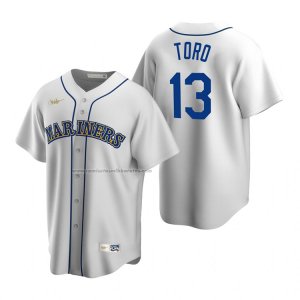 Camiseta Beisbol Hombre Seattle Mariners Abraham Toro Cooperstown Collection Primera Blanco