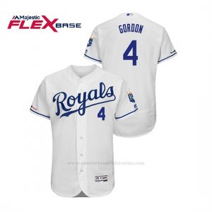 Camiseta Beisbol Hombre Kansas City Royals Alex Gordon 150th Aniversario Patch Flex Base Blanco