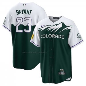 Camiseta Beisbol Hombre Colorado Rockies Kris Bryant 2022 City Connect Replica Verde